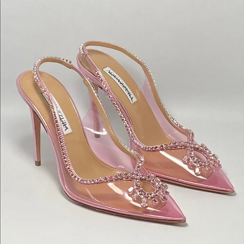 Aquazzura Seduction 105mm crystal-embellished pumps size 38